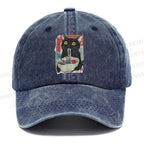 Unisex Cute Cat Eating Ramen Vintage Casual Washed Cap