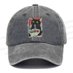 Unisex Cute Cat Eating Ramen Vintage Casual Washed Cap