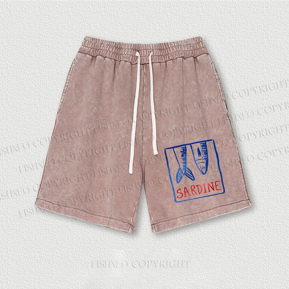 Vintage Sardine Fish In Box Washed Vintage Shorts