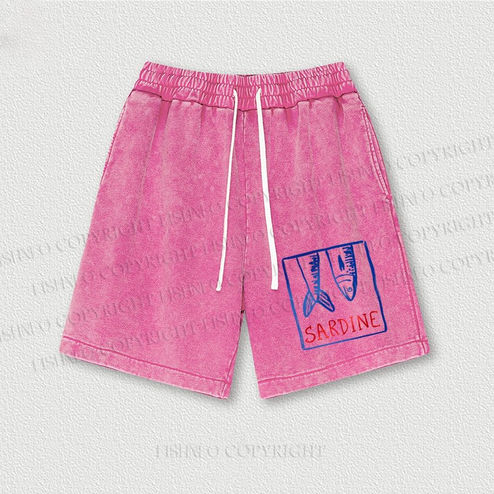 Vintage Sardine Fish In Box Washed Vintage Shorts