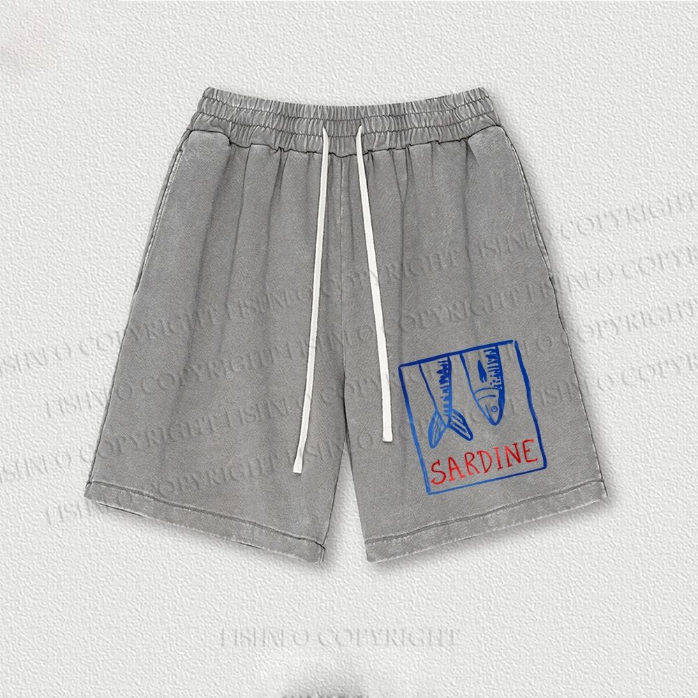 Vintage Sardine Fish In Box Washed Vintage Shorts