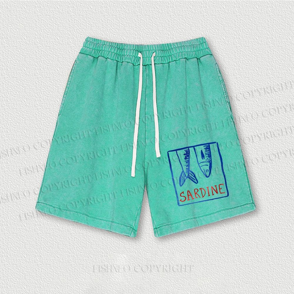 Vintage Sardine Fish In Box Washed Vintage Shorts