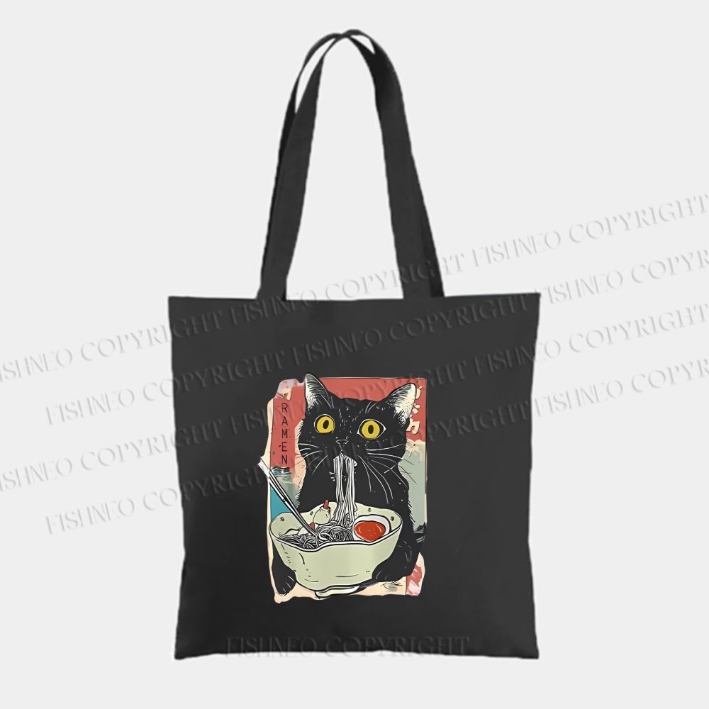 Cute Cat Eating Ramen Tote Bag