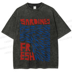 Unisex Fresh Sardines Fish Printed Washed Tee