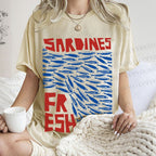 Unisex Fresh Sardines Fish Printed Washed Tee