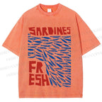 Unisex Fresh Sardines Fish Printed Washed Tee