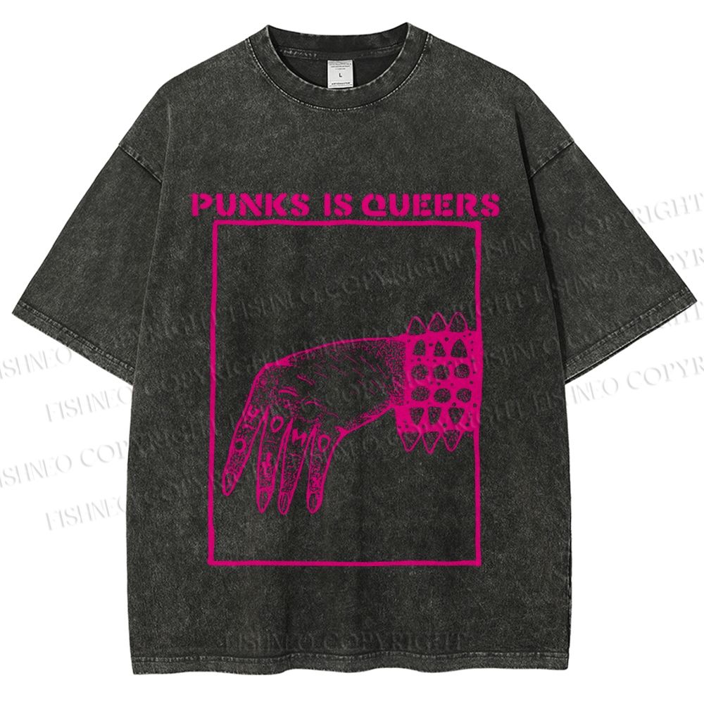 Unisex Pride Homo Punks Is Queers Printed Washed Tee