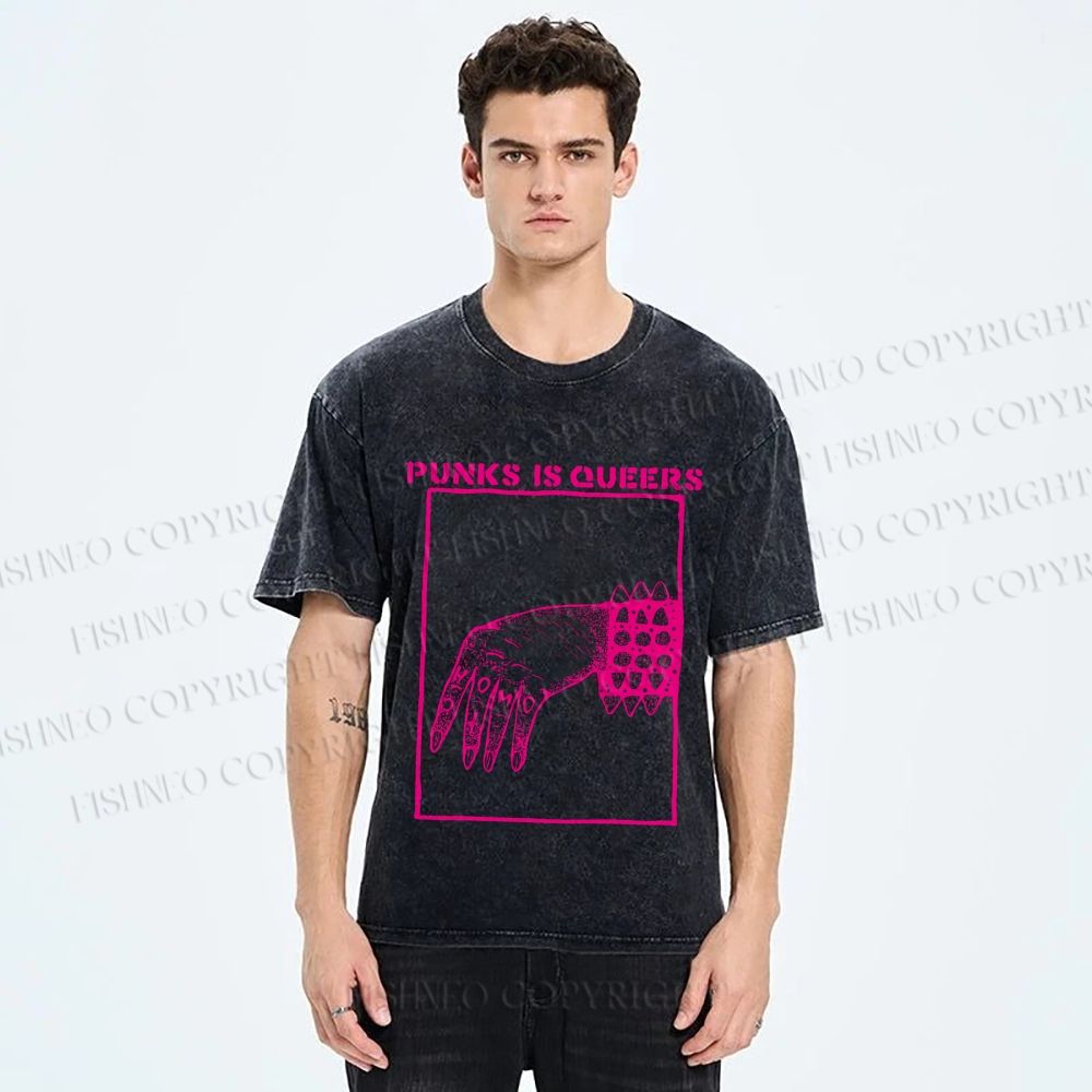 Unisex Pride Homo Punks Is Queers Printed Washed Tee