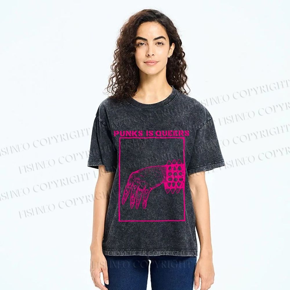 Unisex Pride Homo Punks Is Queers Printed Washed Tee