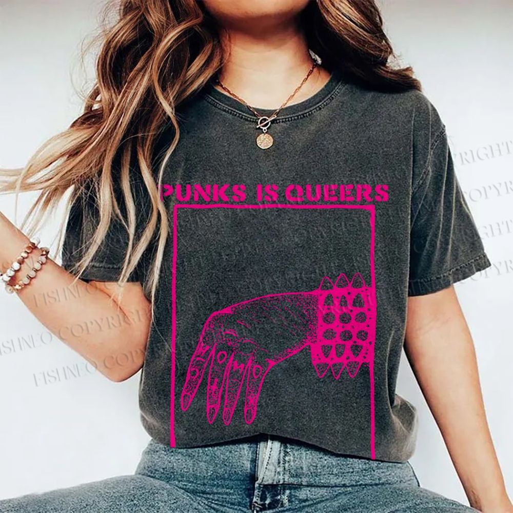 Unisex Pride Homo Punks Is Queers Printed Washed Tee