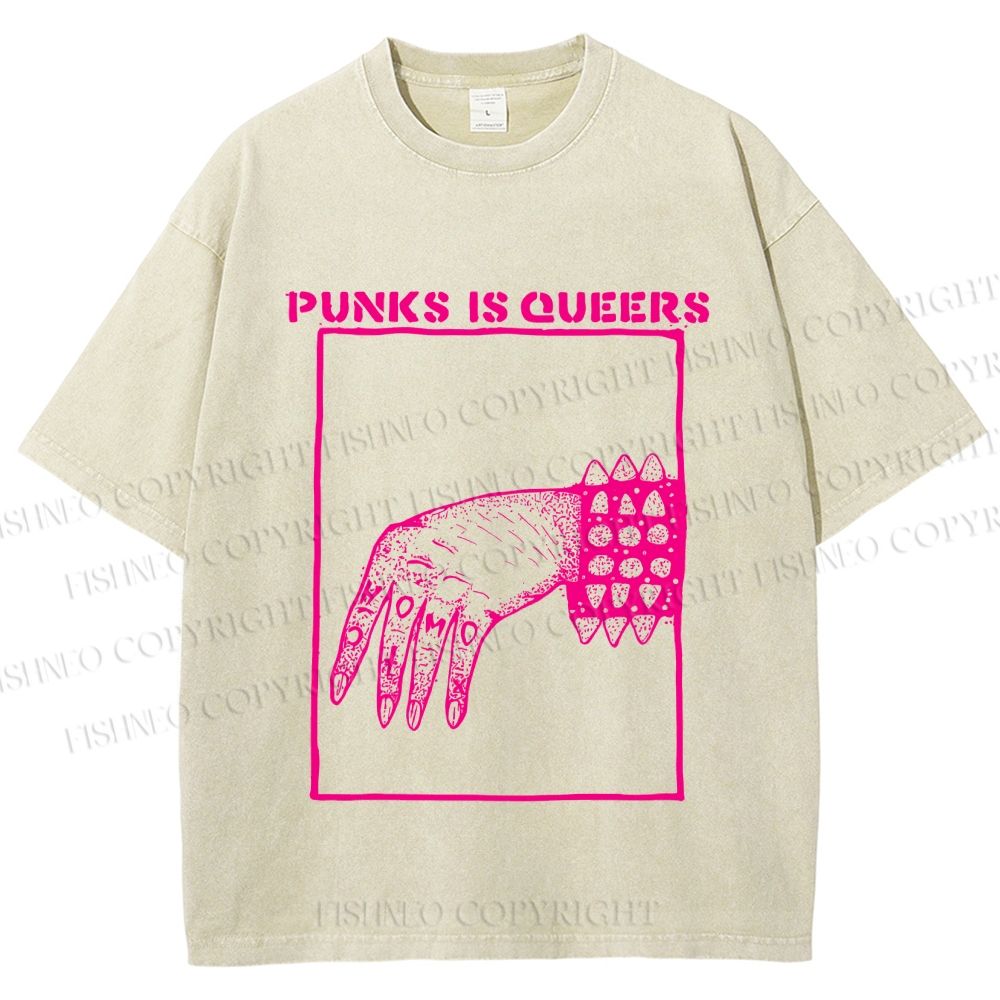 Unisex Pride Homo Punks Is Queers Printed Washed Tee