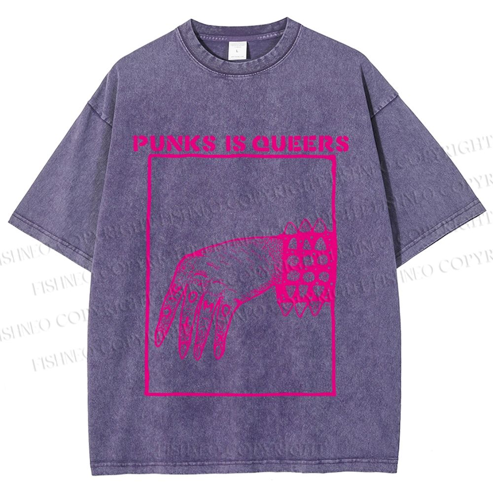 Unisex Pride Homo Punks Is Queers Printed Washed Tee