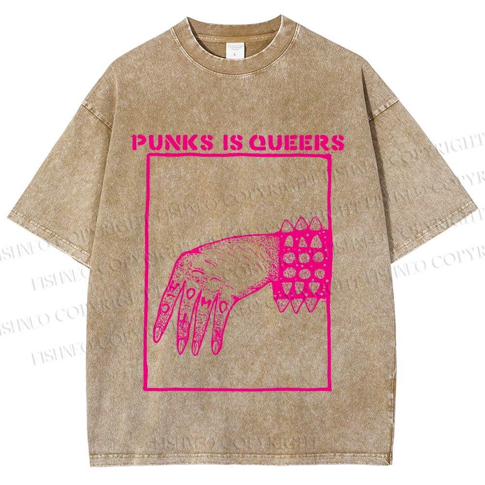 Unisex Pride Homo Punks Is Queers Printed Washed Tee
