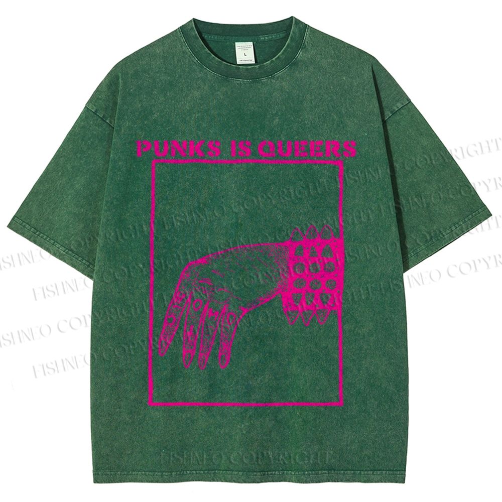 Unisex Pride Homo Punks Is Queers Printed Washed Tee