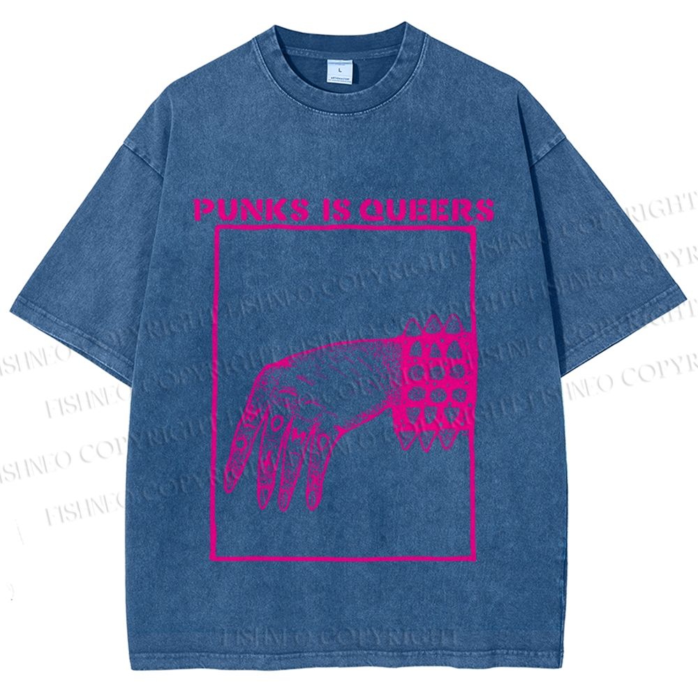 Unisex Pride Homo Punks Is Queers Printed Washed Tee