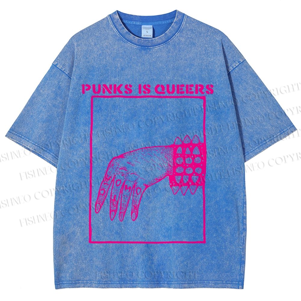 Unisex Pride Homo Punks Is Queers Printed Washed Tee