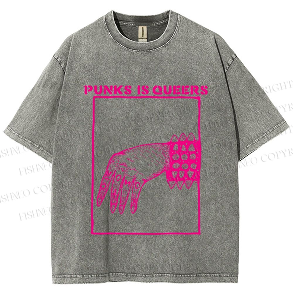 Unisex Pride Homo Punks Is Queers Printed Washed Tee