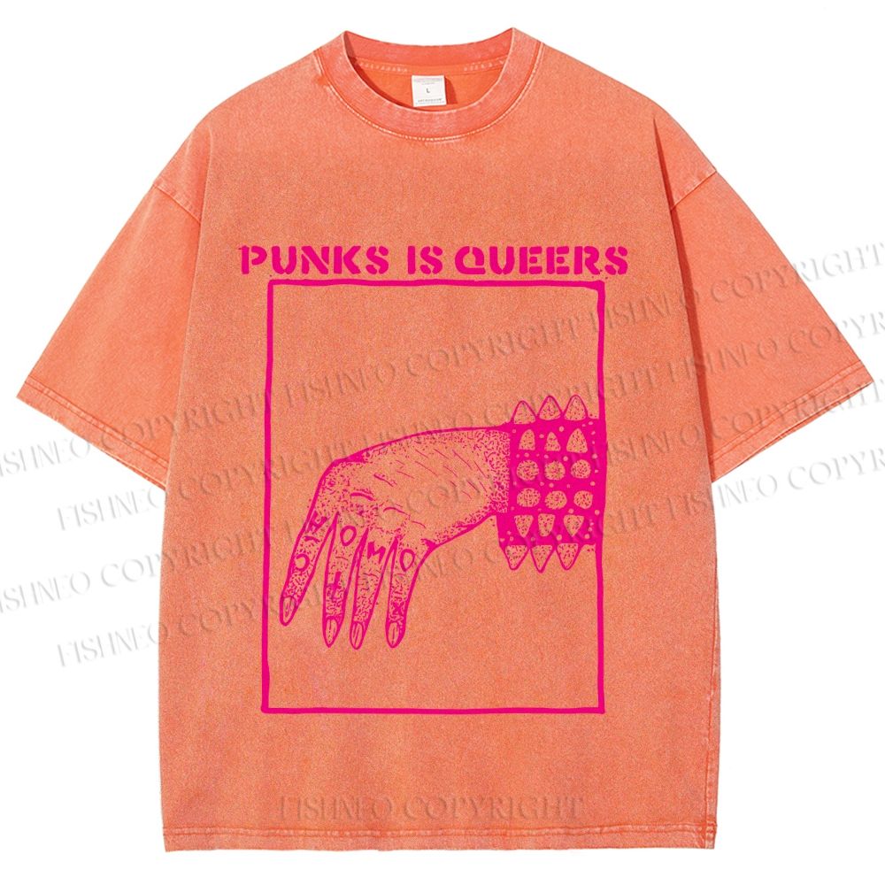 Unisex Pride Homo Punks Is Queers Printed Washed Tee