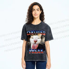 Unisex Certified Freak Cat Meme Printed Washed Tee