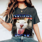 Unisex Certified Freak Cat Meme Printed Washed Tee