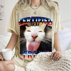 Unisex Certified Freak Cat Meme Printed Washed Tee