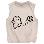 Unisex Soccer Printed Washed Tank Top