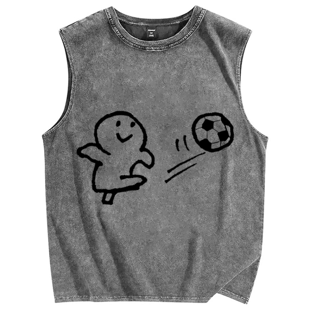 Unisex Soccer Printed Washed Tank Top