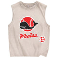 Unisex Japanese Whales Printed Washed Tank Top