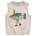 Unisex funny star fish Printed Washed Tank Top