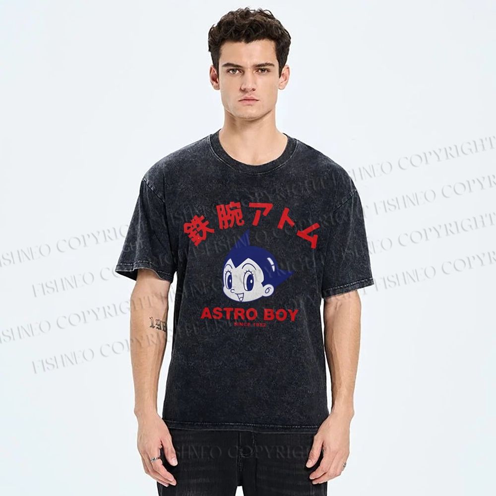 Unisex Astro Boy Printed Washed Tee