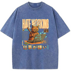 A Cat That Hates Working Washed T-Shirt