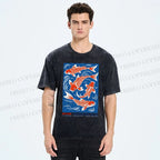 Unisex Vintage Koi Printed Washed Tee