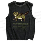 Unisex Cartoon Cat Printed Washed Tank Top