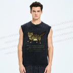 Unisex Cartoon Cat Printed Washed Tank Top