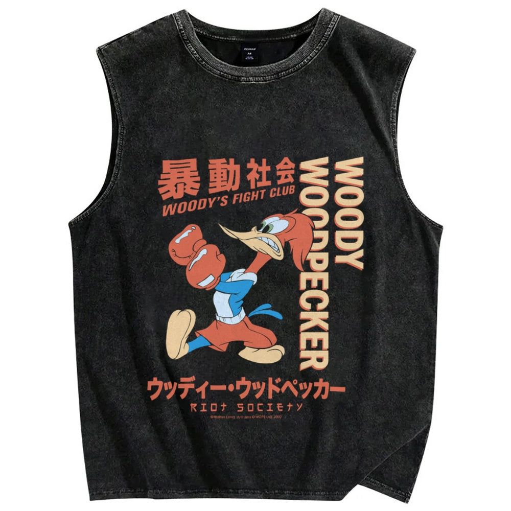 Woody Woodpecker's Fight Club Vintage Distressed Washed Tank Top