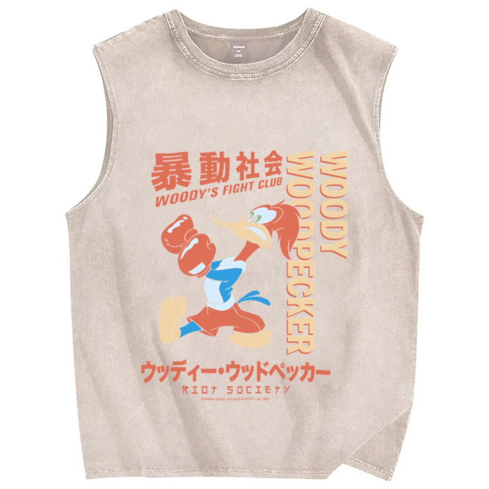 Woody Woodpecker's Fight Club Vintage Distressed Washed Tank Top