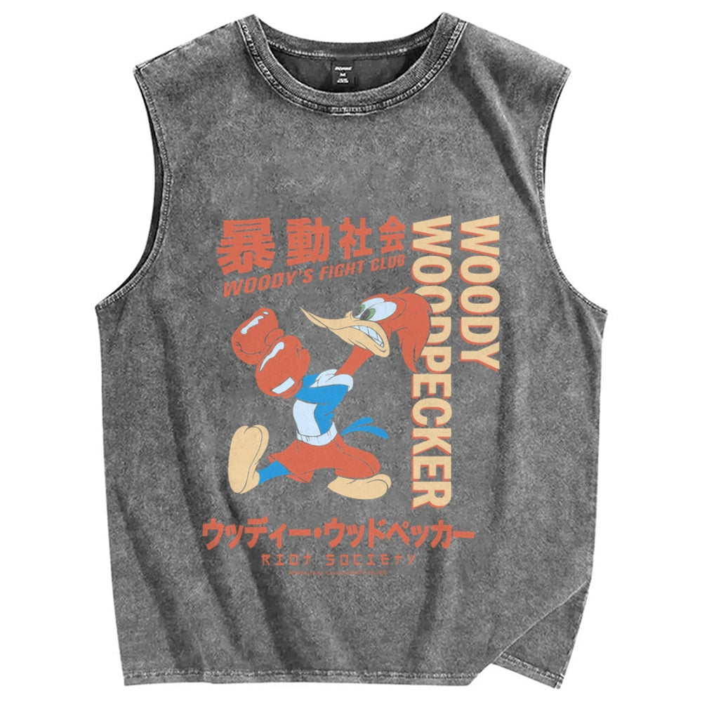Woody Woodpecker's Fight Club Vintage Distressed Washed Tank Top