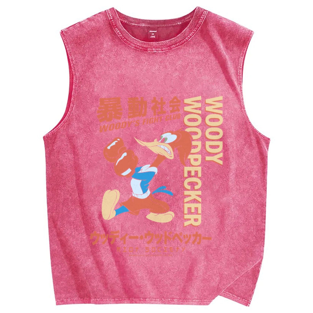 Woody Woodpecker's Fight Club Vintage Distressed Washed Tank Top