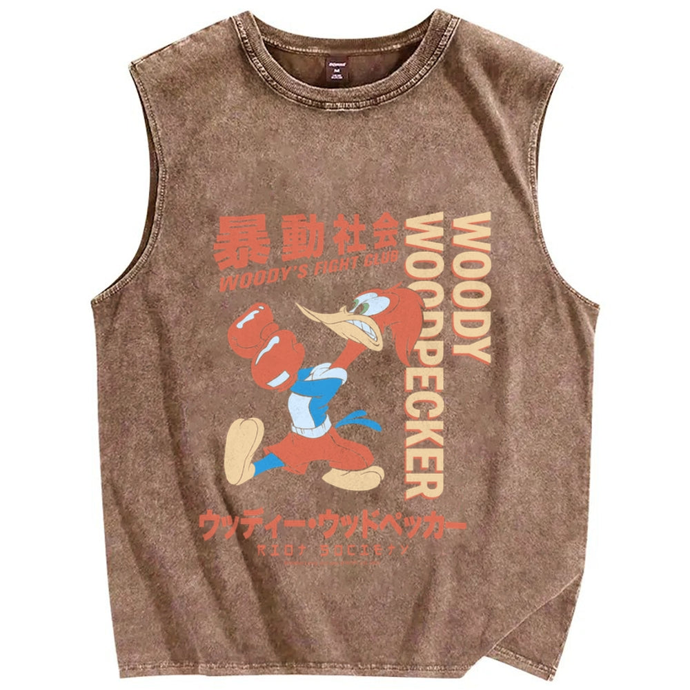 Woody Woodpecker's Fight Club Vintage Distressed Washed Tank Top
