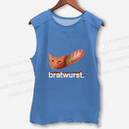 Unisex Cat Bread Bratwurst Printed Washed Tank Top