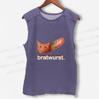Unisex Cat Bread Bratwurst Printed Washed Tank Top