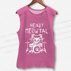 Unisex Heavy Meowtal Cat Printed Washed Tank Top
