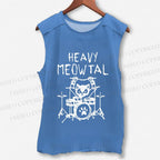 Unisex Heavy Meowtal Cat Printed Washed Tank Top