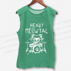 Unisex Heavy Meowtal Cat Printed Washed Tank Top