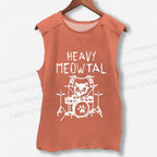 Unisex Heavy Meowtal Cat Printed Washed Tank Top