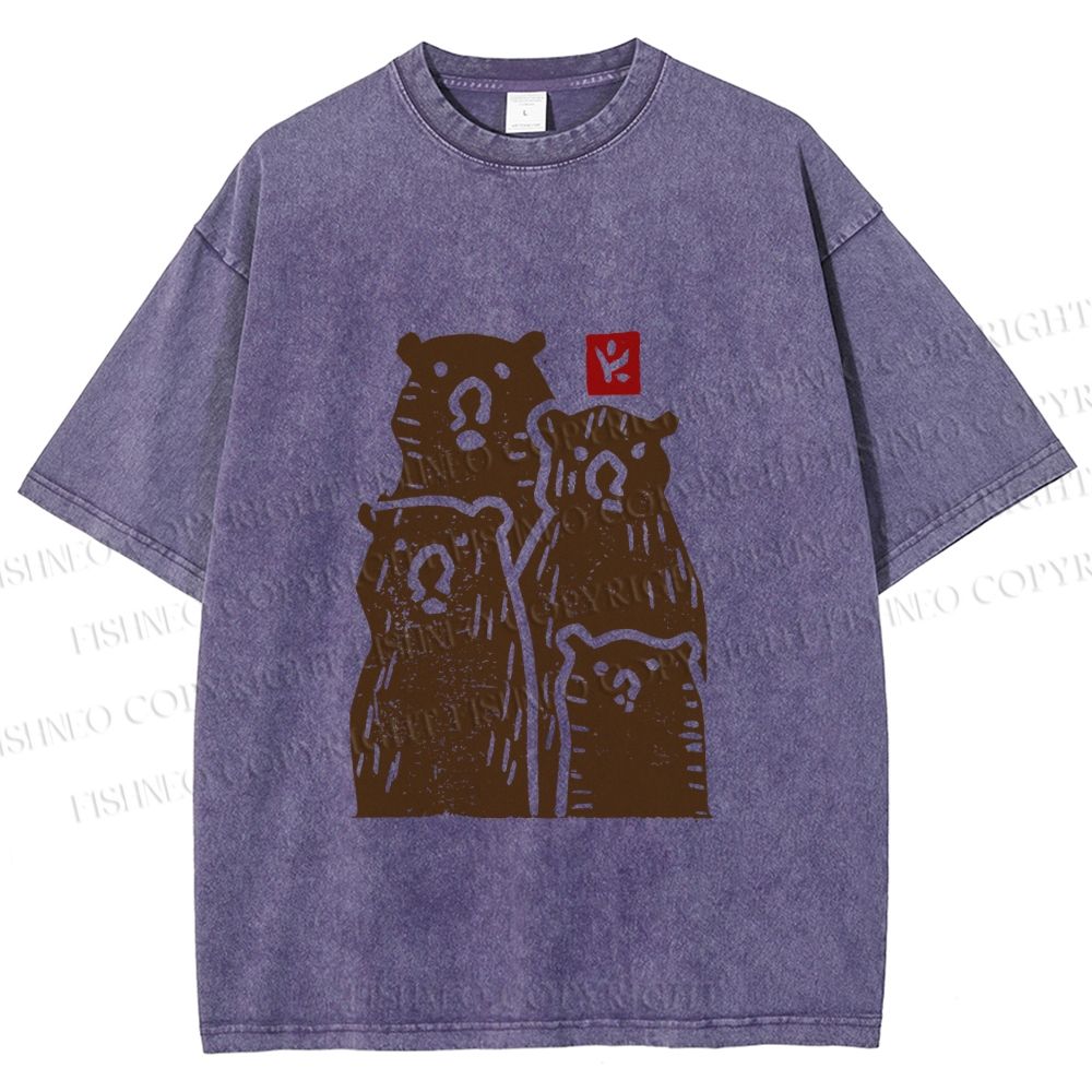 Unisex Vintage Bear Printed Washed Tee