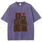 Unisex Vintage Bear Printed Washed Tee