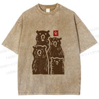 Unisex Vintage Bear Printed Washed Tee