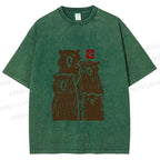 Unisex Vintage Bear Printed Washed Tee