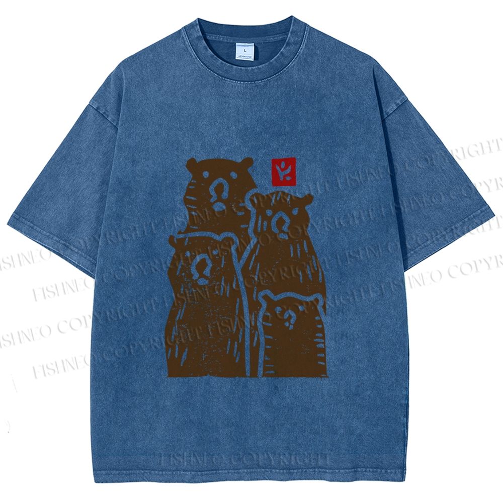 Unisex Vintage Bear Printed Washed Tee